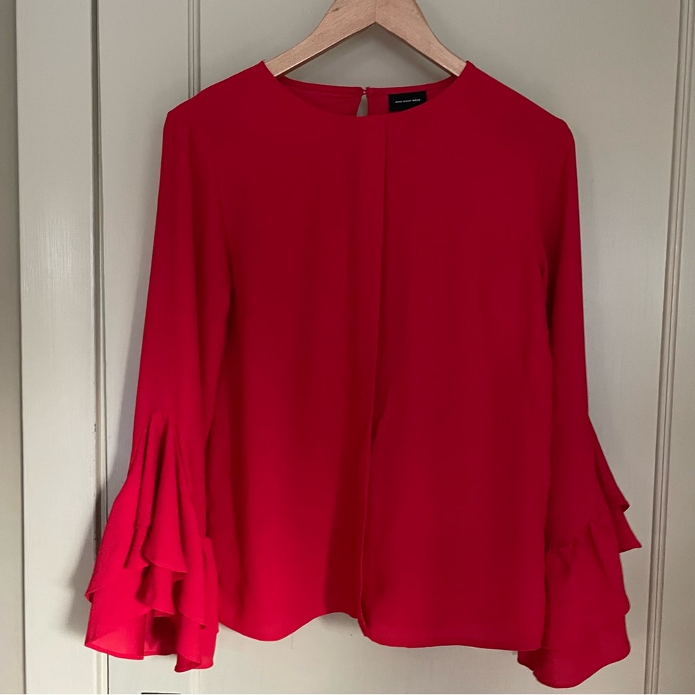Target Who What Wear Red Blouse Fun Sleeve